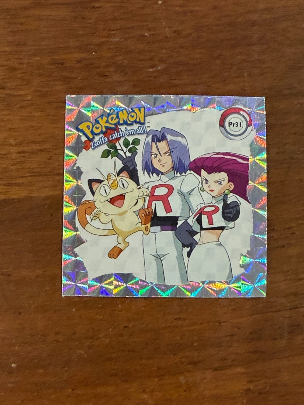 Pokemon Team Rocket Holographic Sticker - White, Purple, Red, Yellow